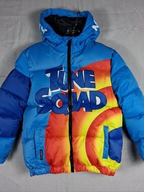 Members Only x Space Jam Tune Squad Boys Blue Puffer Jacket Size 10/12